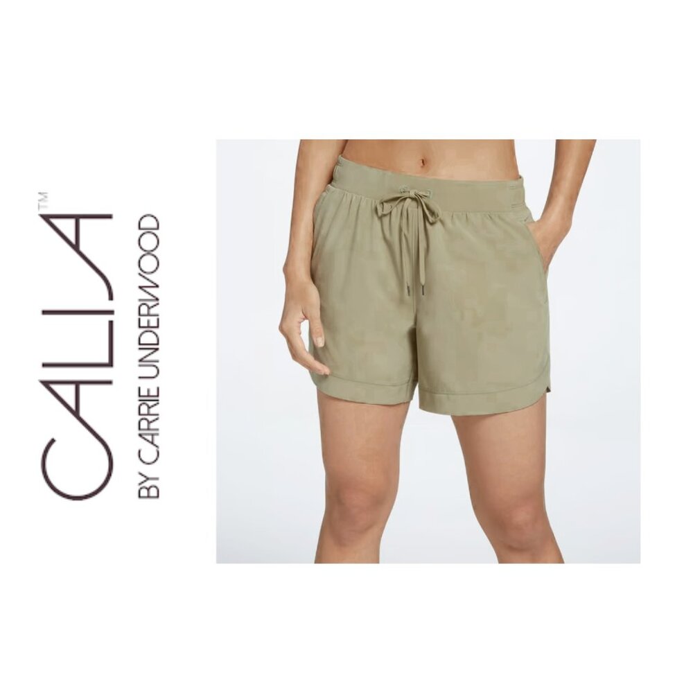 Calia by Carrie Underwood 5” Journey Woven Shorts, OLIVE MOSS, Size L